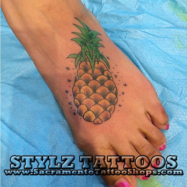 pineapple foot tattoo