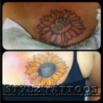 sunflower cover up tattoo