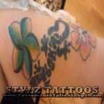 aloha tattoo with flowers